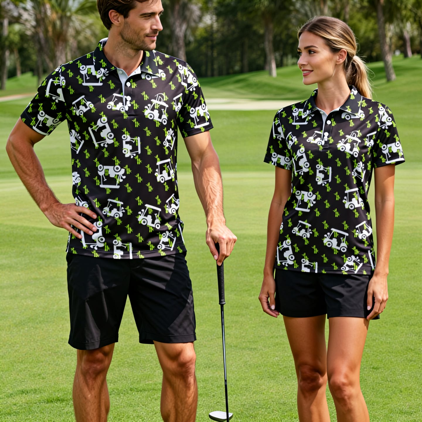 Golfers wearing the 6 Iron polo design