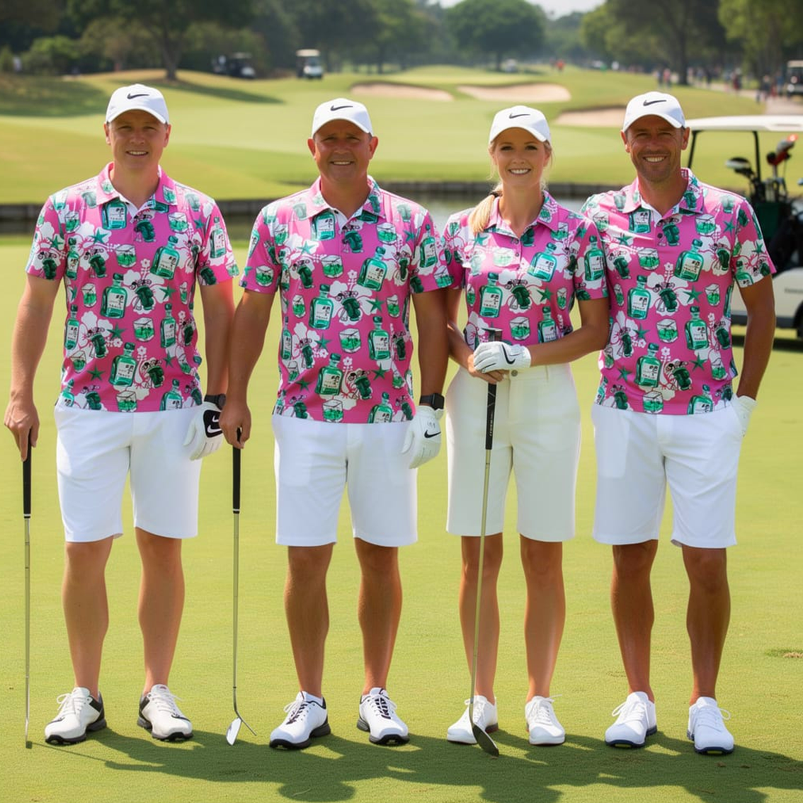 Golfers wearing the Putter polo design