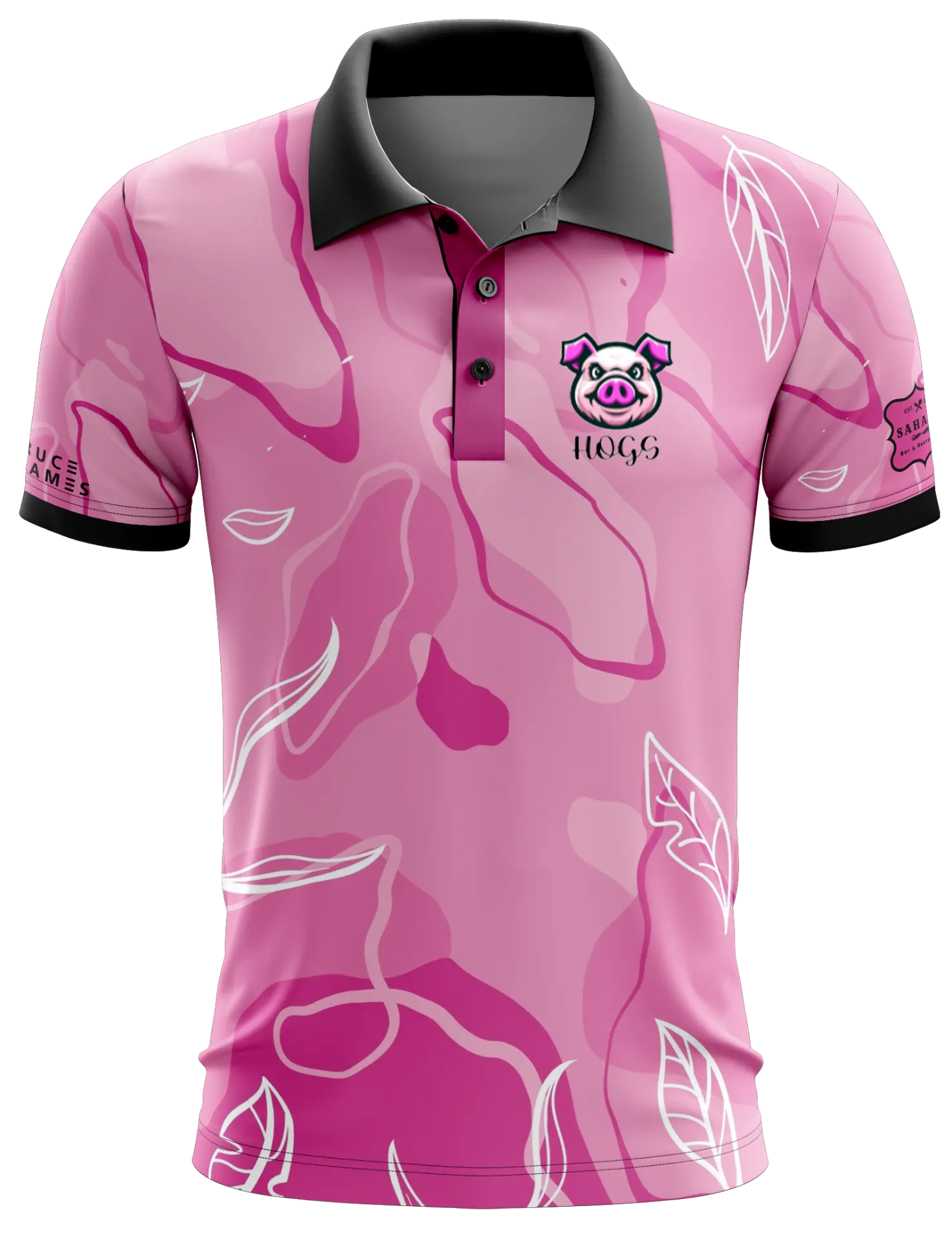 Mockup of the HOGS FC playing shirt in pink camo