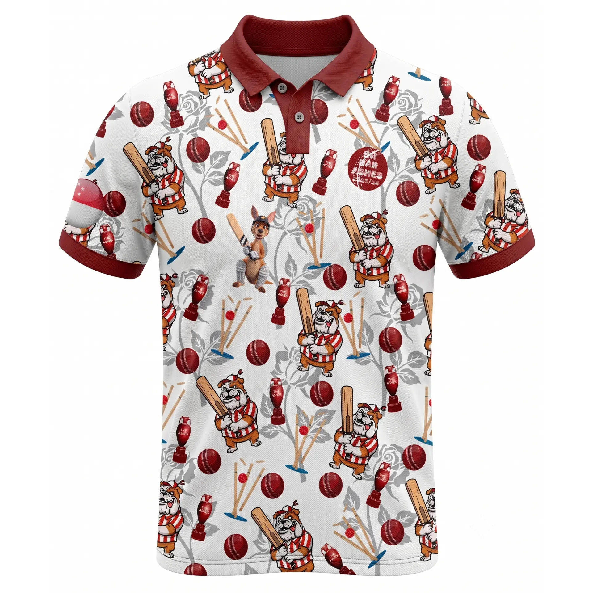 Mockup of the BC Boys Perth Ashes 2025 tour polo