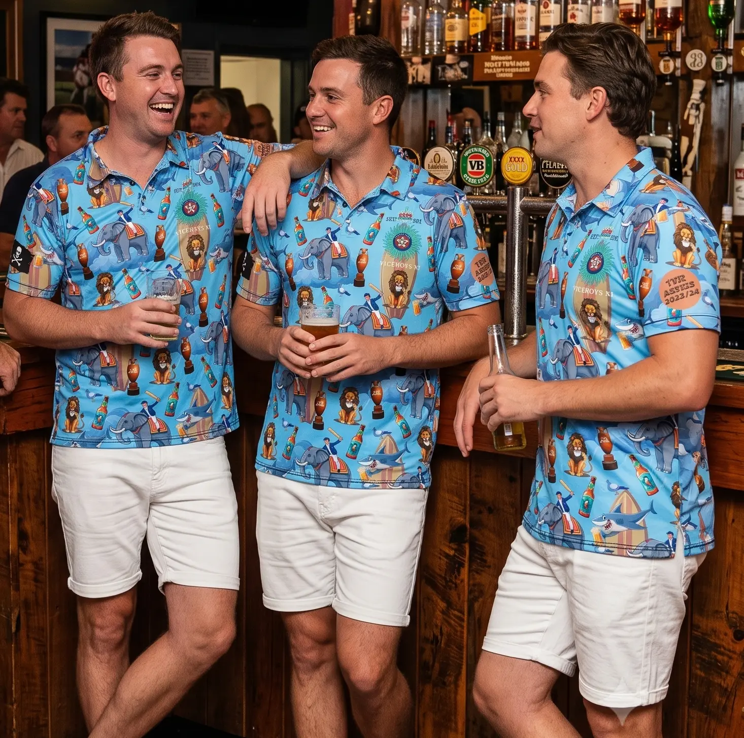 Cricket club members wearing custom The Clobber Club shirts