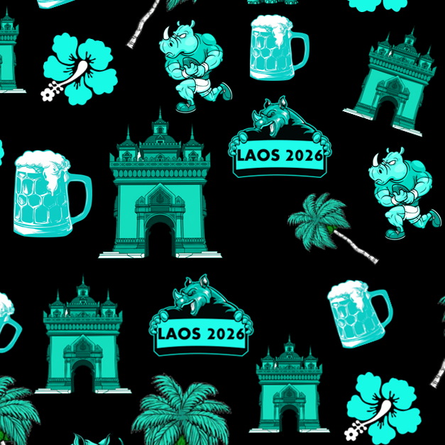 Custom tour print artwork elements drawn up for a rugby tour