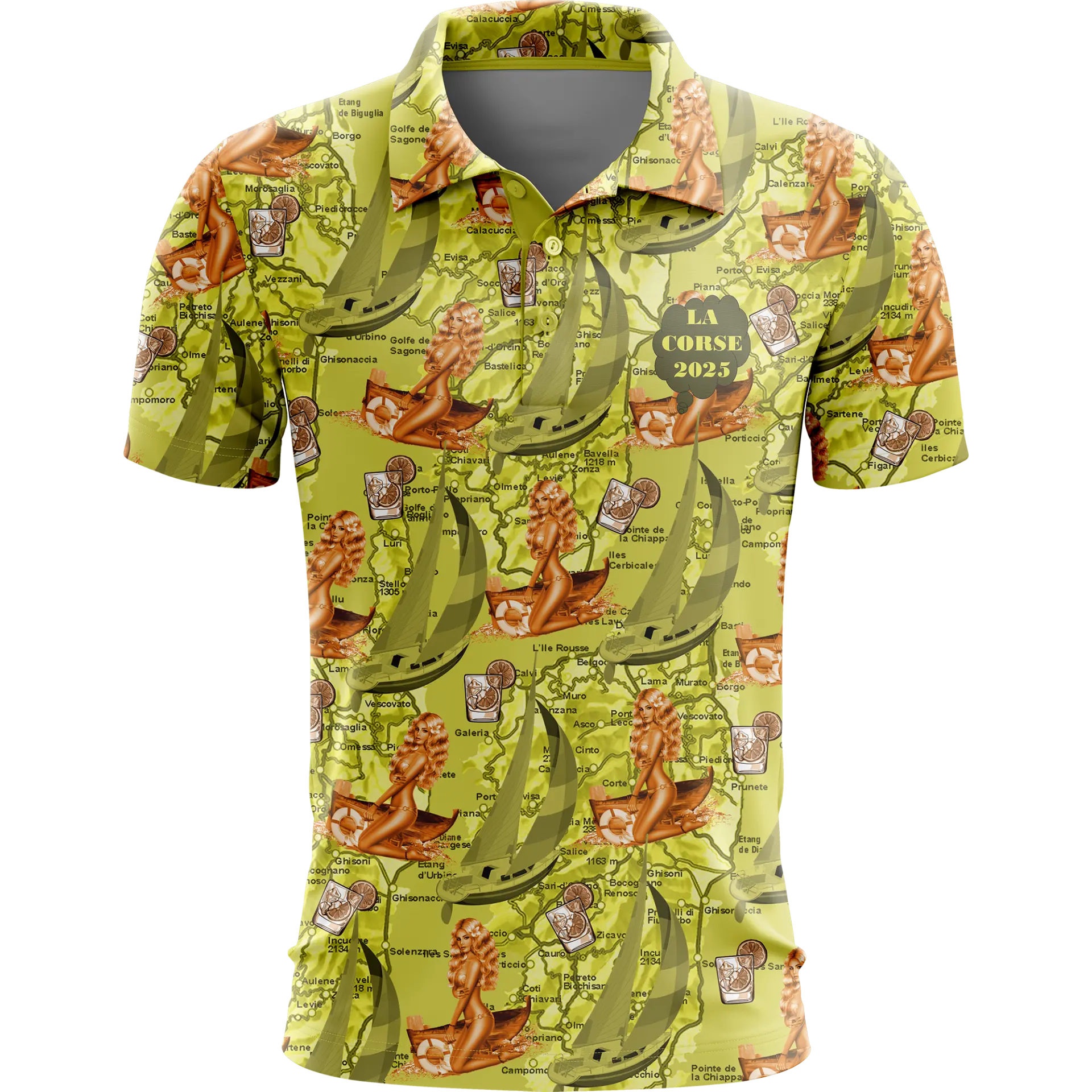 La Corse 2025 sailing polo in lime green