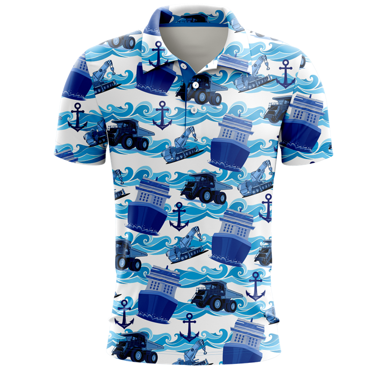 Mockup of the NMT Shipping 2025 retreat polo in white